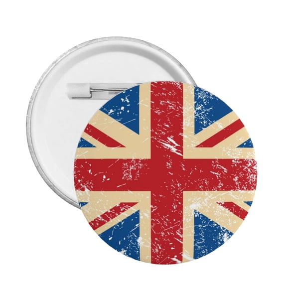 Union Jack Uk Flag Retro Round Button Pin Badge 5PCS Pinback Buttons Lapel Pin for Jacket, Backpack, Hat, Party Favor, Gift