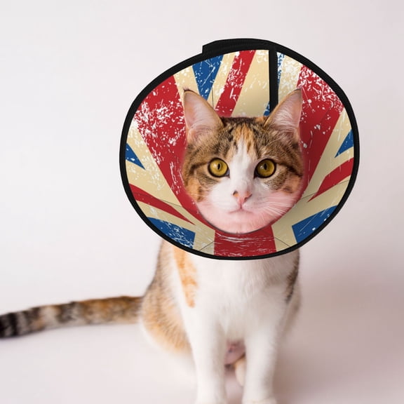 Union Jack Uk Flag Retro Soft Pet Recovery Collar for Cats Small Dogs, Protective Elizabeth Collar for Post-Surgery, Anti-Lick & Anti-Scratch