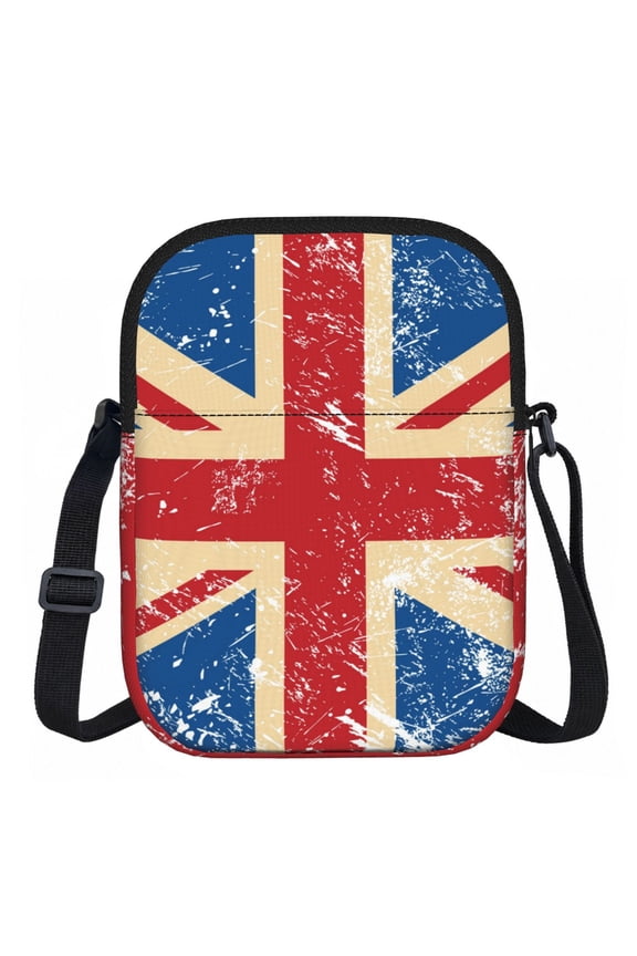 Union Jack Uk Flag Retro Zipper Crossbody Bag Everyday Travel Pouch Adjustable Strap Commuter Bags