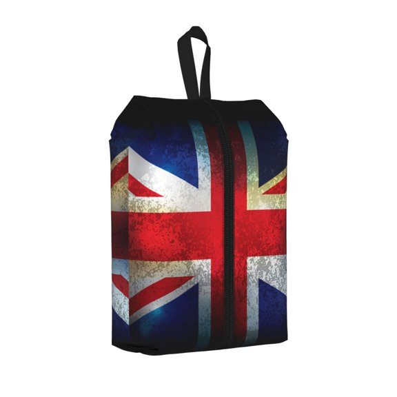 Union Jack United Kingdom Flag Vintage 1 PC Portable Travel Shoe Organizer Bag with Carrying Handle, Shoe Toiletry & Gear Storage Pouch for Suitcases