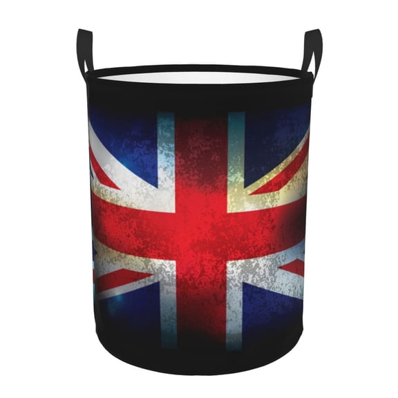 Union Jack United Kingdom Flag Vintage Foldable Laundry Hamper with Handle Storage Basket for Clothes Toys & Organizing