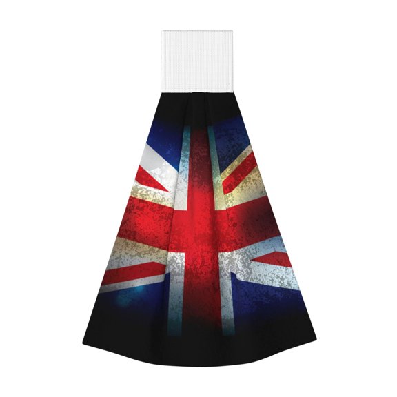 Union Jack United Kingdom Flag Vintage Hanging Coral Fleece Hand Towel 1 PC , Super Absorbent Kitchen Towel Quick-Dry Dish Cloth
