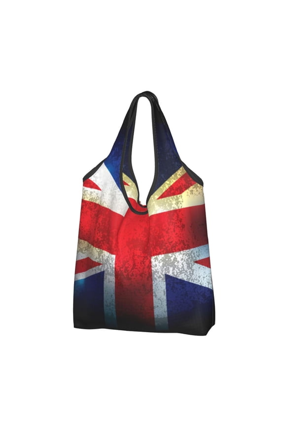 Union Jack United Kingdom Flag Vintage Reusable Grocery Bags Shopping Totes Foldable Washable Pouch Handbag Storage Bag