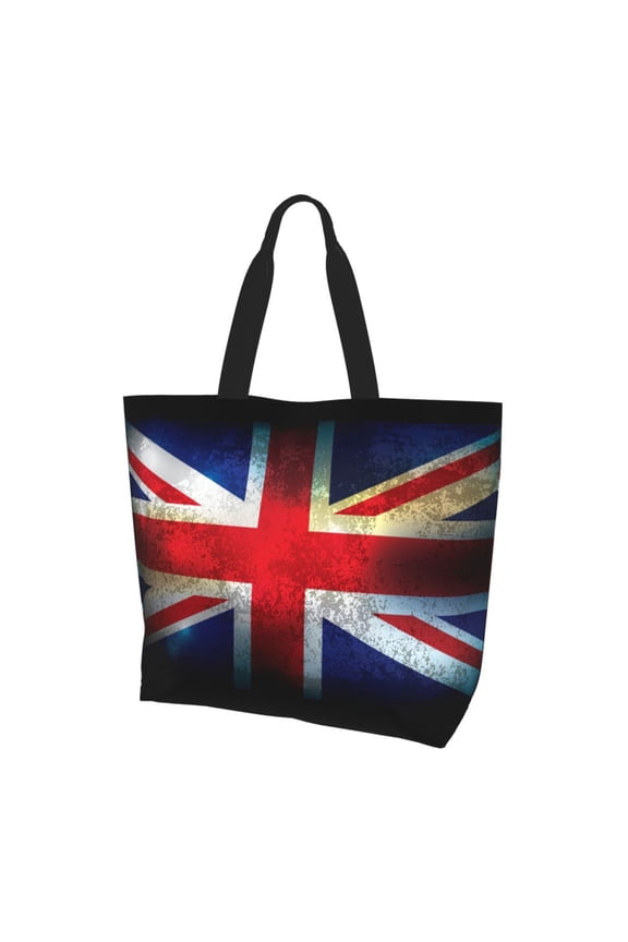 Union Jack United Kingdom Flag Vintage Women Reusable Bag Large Shoulder Handbag Top Handle Purse Tote
