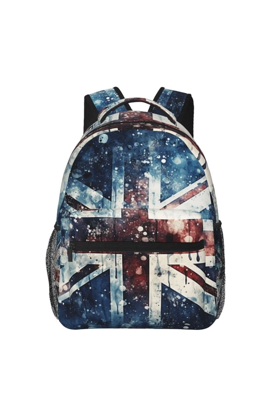 Union Jack Vintage UK Flag Starry Backpack Casual College Bag Zipper Laptop Daypack Hiking Rucksack Travel