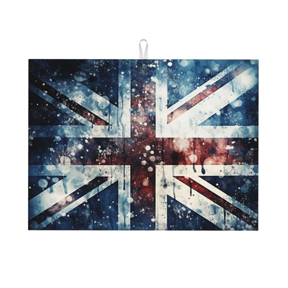 Union Jack Vintage UK Flag Starry Large Kitchen Drying Mat 18x24 Inch Ultra Absorbent Dish Drying Mats Foldable Countertop Protector