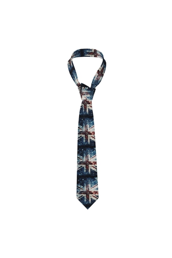Union Jack Vintage UK Flag Starry Men's Formal Necktie Business Suit Accessory Ties for Weddings Banquets Office Gift