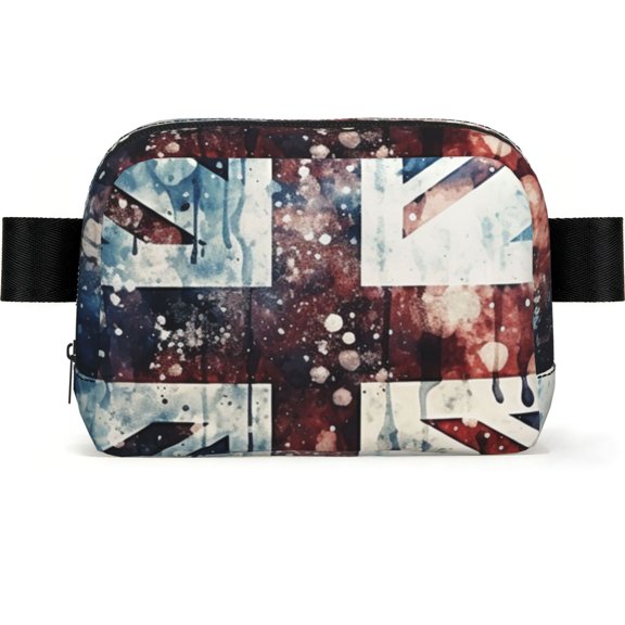Union Jack Vintage UK Flag Starry Square Fanny Pack Fashion Belt Bag with Adjustable Strap Crossbody Chest Bag for Travel, Running, Gym