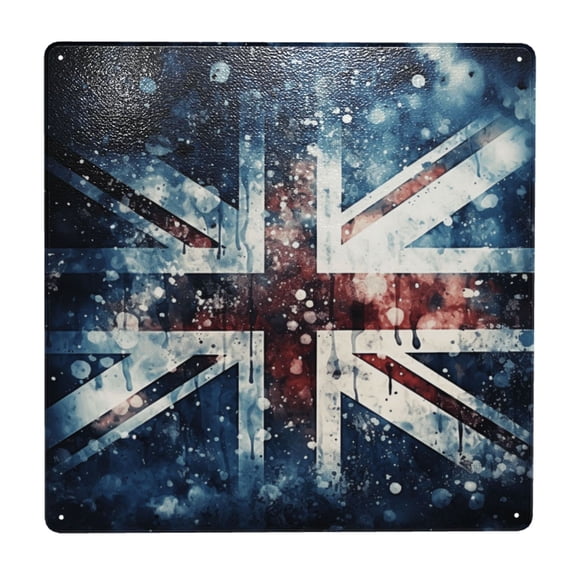 Union Jack Vintage UK Flag Starry Square Metal Sign 12x12 Inch Tin Sign Wall Decor Decorative Plaque for Bar, Cafe, Restaurant