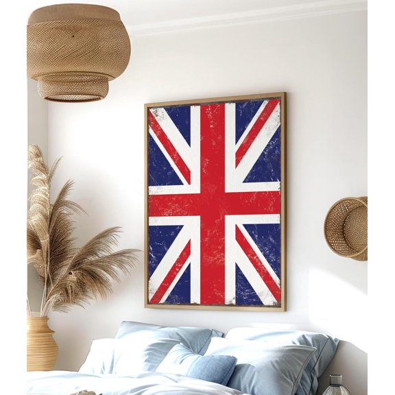 Union Jack Wall Decor Rustic Distressed Uk Flag Or Art, Unframed Paper Print