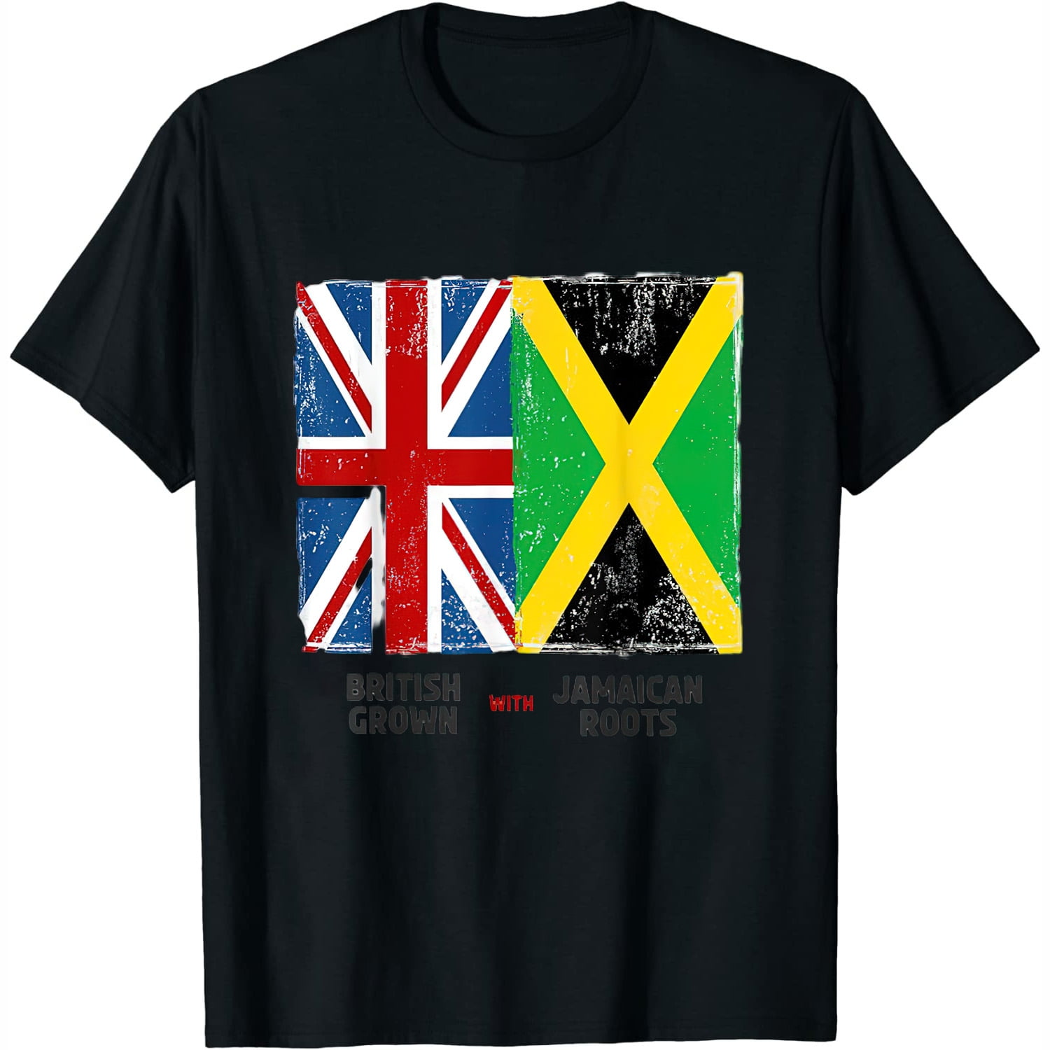 Union Jack With Jamaican Flag Design & British Caribbean Womens T-Shirt ...
