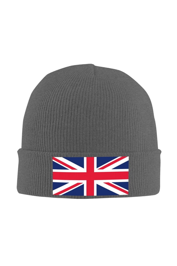 Union Jacks Flag Beanie Hat Knit Hat Skull Cap for Men Women Winter Hat Deep Heather