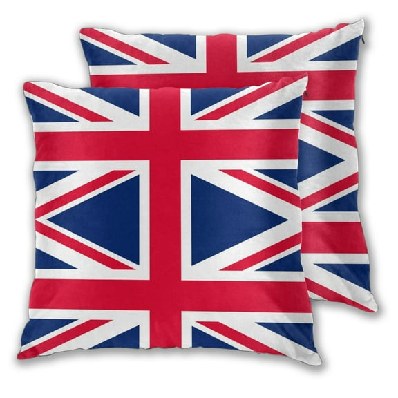 Union Jacks Flag Decorative Cozy Throw Pillow Covers Soft Square Couch Cushion Case for Home Sofa Decor (Set of 2) 16"x16"