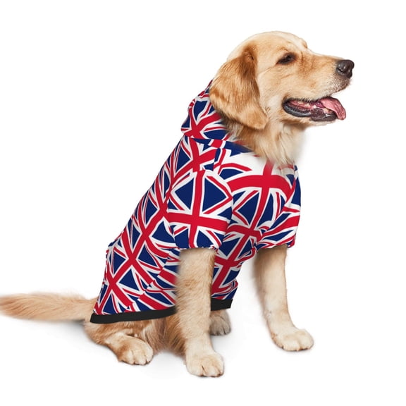 Union Jacks Flag Dog Hoodie Pet Coat for Medium and Large Dogs Daily Use Medium