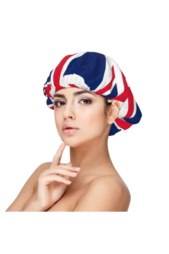 Union Jacks Flag Sleep Cap Satin Bonnet Night Sleeping Soft Hair Turbans For Women