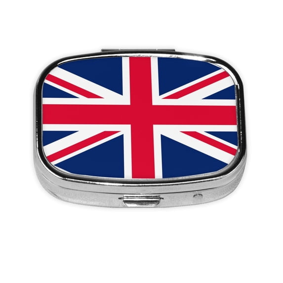Union Jacks Flag Small Pill Case For Pockets & Purses 2 Compartment Travel Medicine Organizer