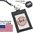 thumbnail image 1 of Union Made Leather Badge Holder - USA Manufactured Heavy Duty Four Pocket ID Badge Wallet with Lanyard by Specialist ID, 1 of 8