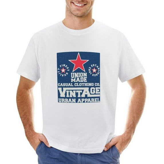 Union Made Men’s Graphic T-shirt Vintage Short Sleeve Sport Tee White S