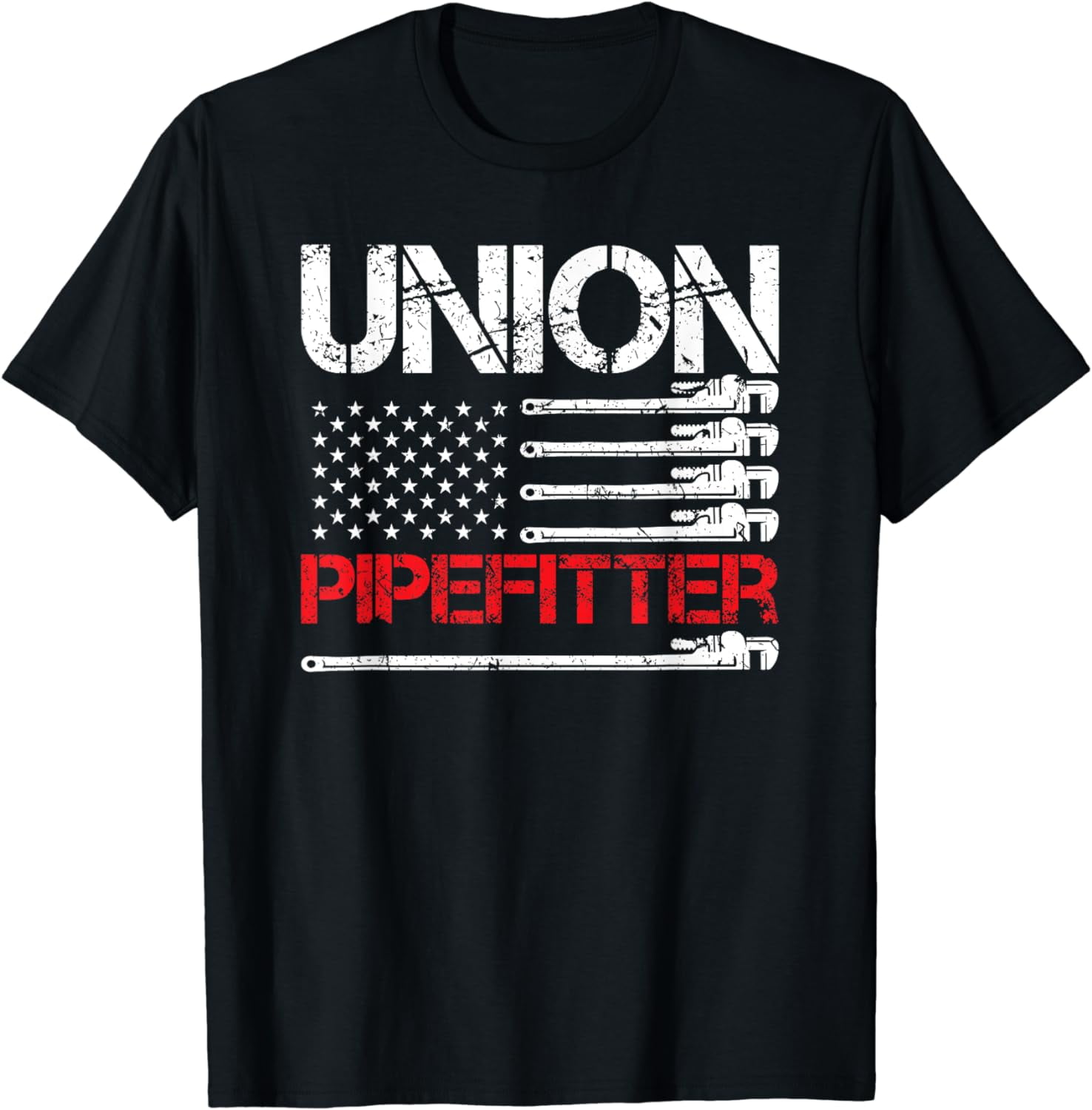 Union Pipefitter Union Strong USA American Flag Steamfitter Cotton T