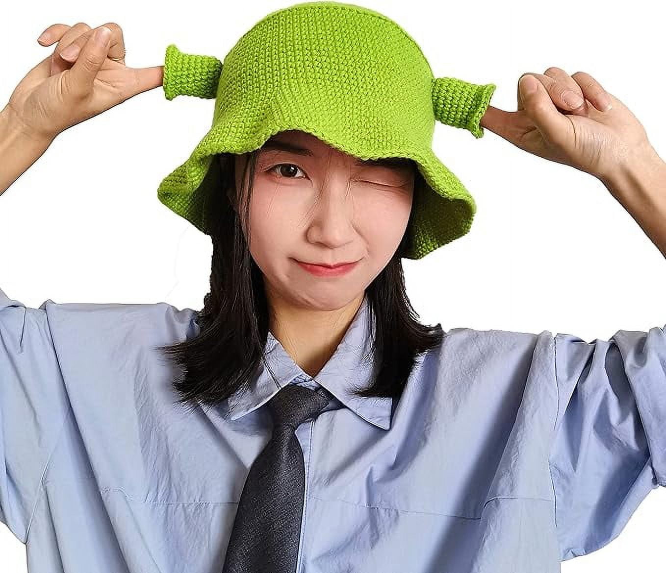 Union Power Knitted Bucket Hat, Shrek Hats with Ears, Adult Halloween ...