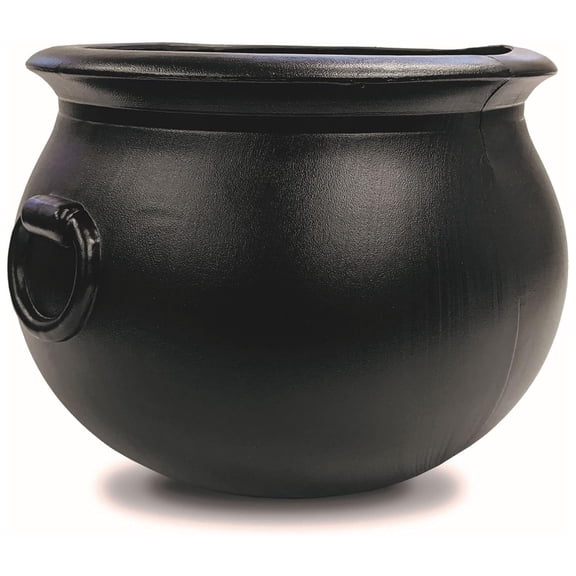 Union Products 55120 12 Inch Plastic Witch Cauldron Spooky Halloween Decoration, Black