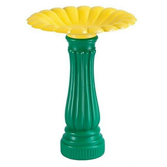 Union Products 61030SC Daisy Bird Bath with Yellow Top Green Base