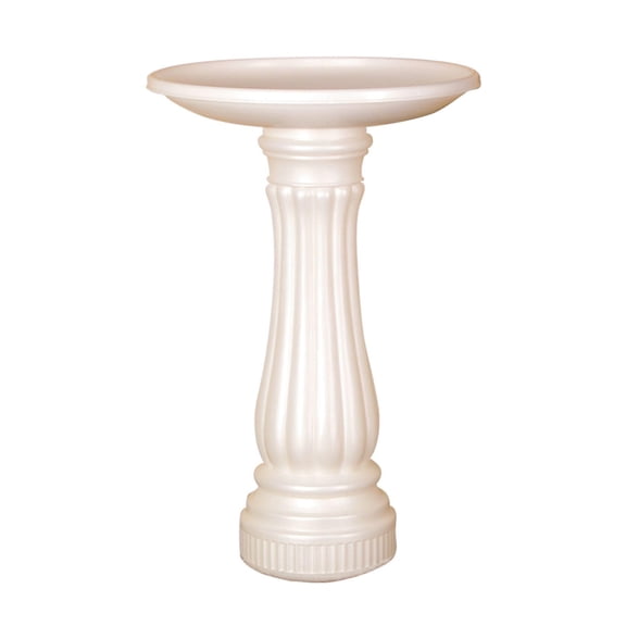 Union Products Bird Bath for Outside, Round Outdoor Patio Lawn and Garden Decor with Fillable Base for Stability, 17"D x 25"H, White