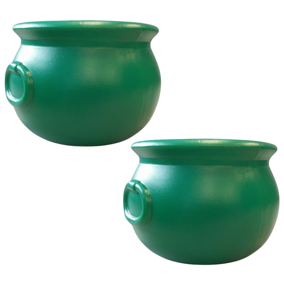 Union Products St. Patrick's Day Cauldron, 8" Treat Holder Container, Kelly Green, 2 Pack