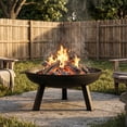 thumbnail image 1 of Union Round Wood-Burning Steel Finish Cast Iron Outdoor Raised Fire Pit Bowl - Black - 30", 1 of 19