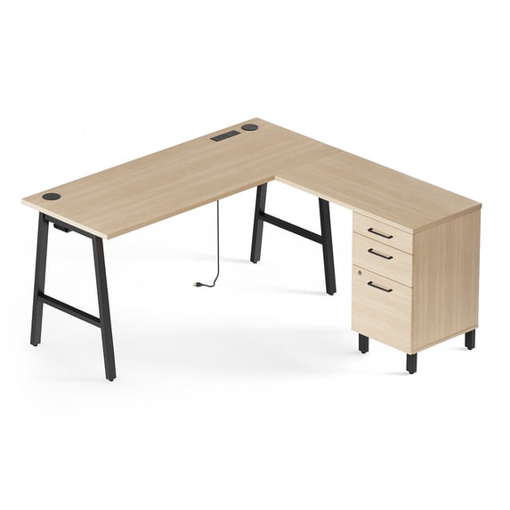 Union & Scale Essentials L-Shaped Computer Desk for Home Office with ...