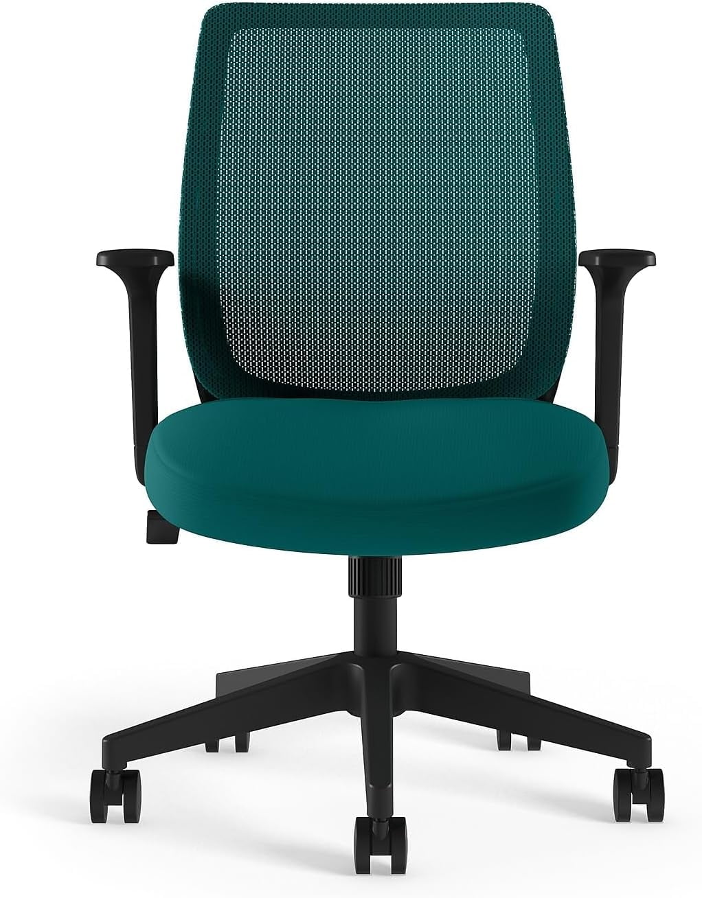 Teal Ergonomic Fabric and Mesh Swivel Task Chair with Fixed Arms