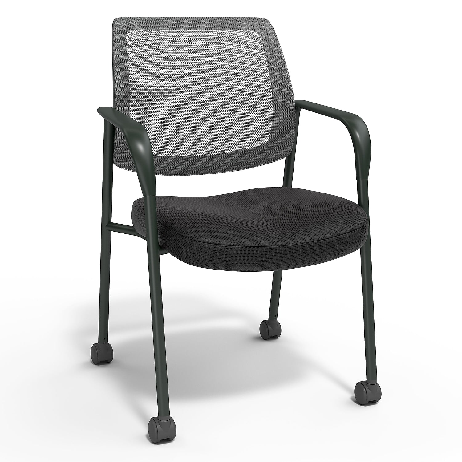 Black Mesh and Fabric Guest Chair with Metal Frame