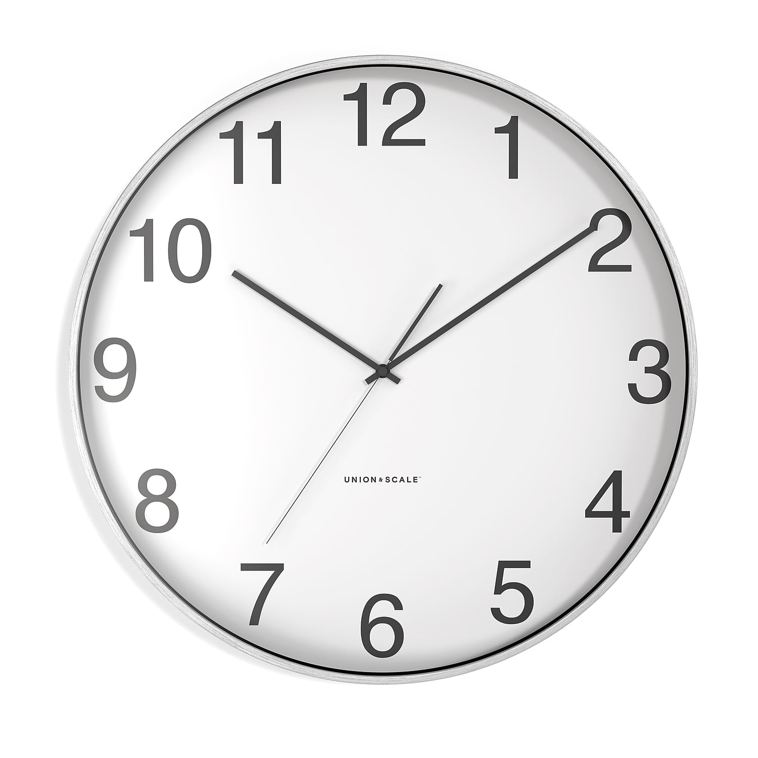 Essentials 16" Silver Aluminum Wall Clock with White Face
