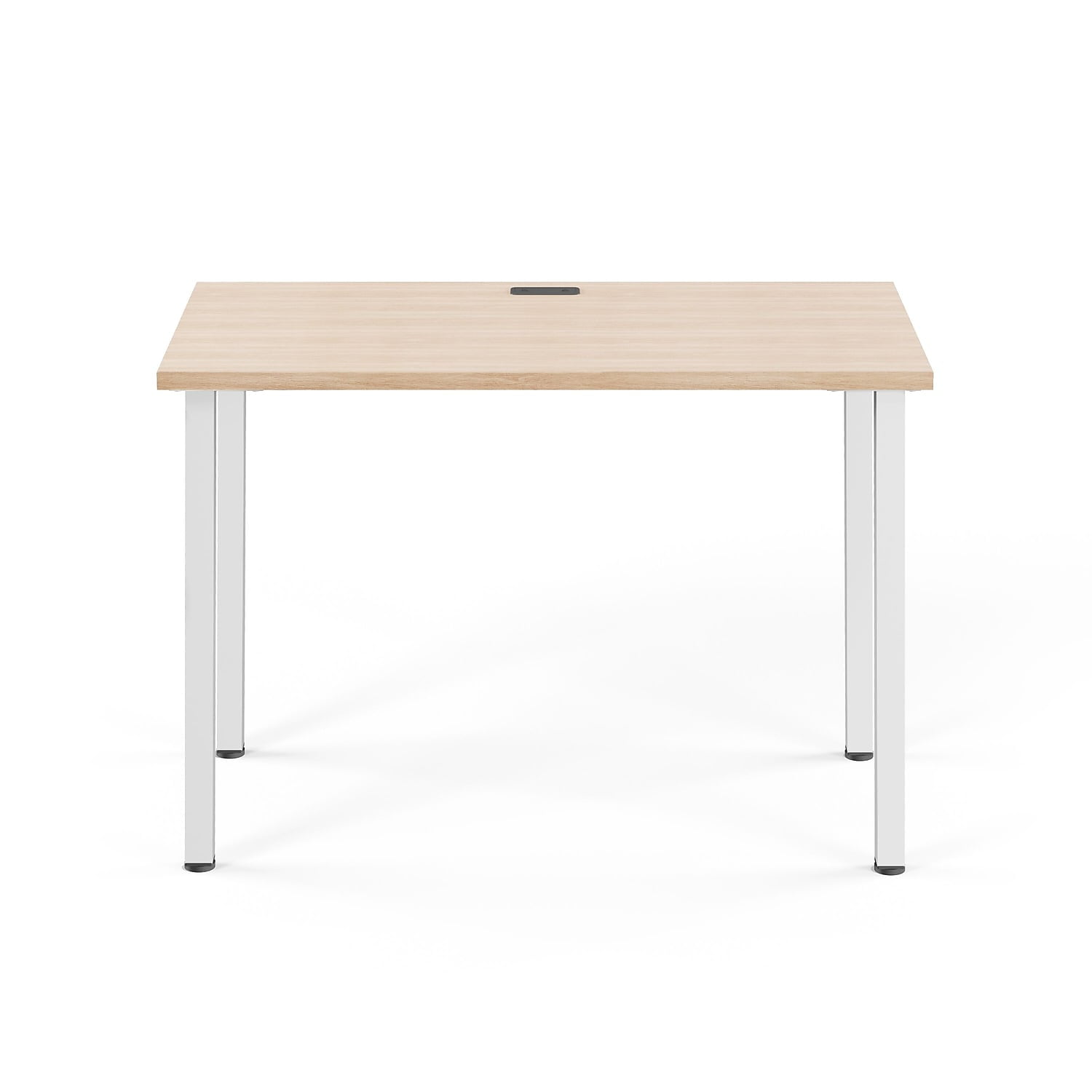 Natural Wood and Silver Writing Desk with Steel Frame