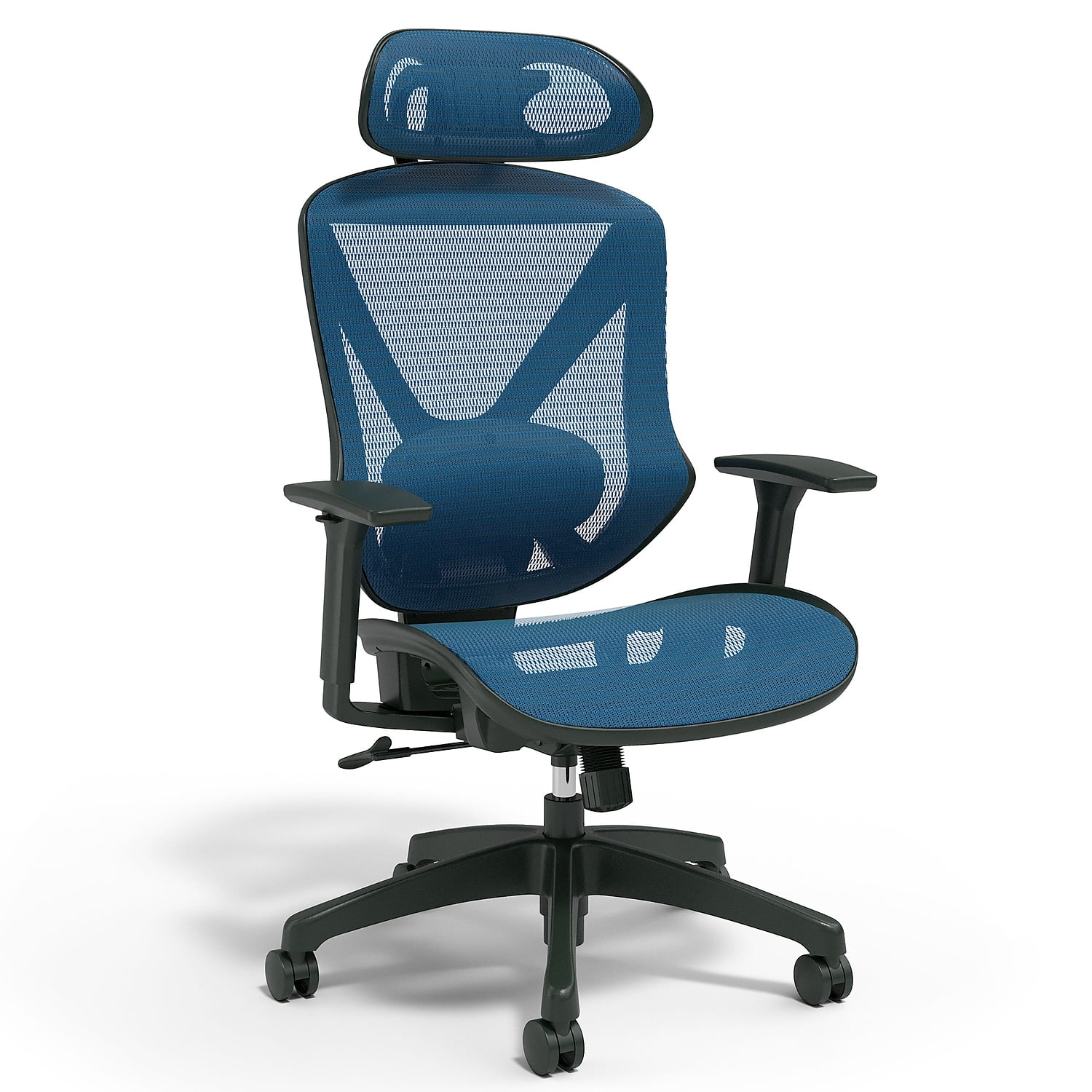 Blue Ergonomic Mesh Swivel Task Chair with Adjustable Headrest