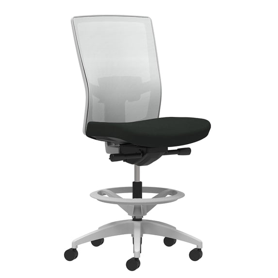 Staples Union & Scale Workplace2.0 Vinyl Stool Black Vinyl Adjustable Lumbar Armless Synchro-Tilt