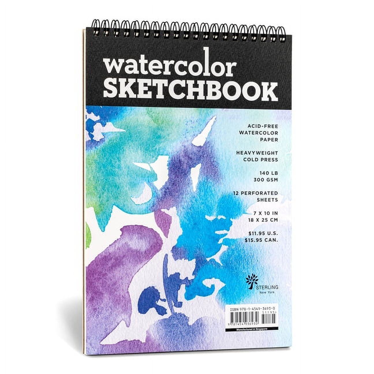 Watercolor Sketchbook - Medium Black Fliptop Spiral (Landscape