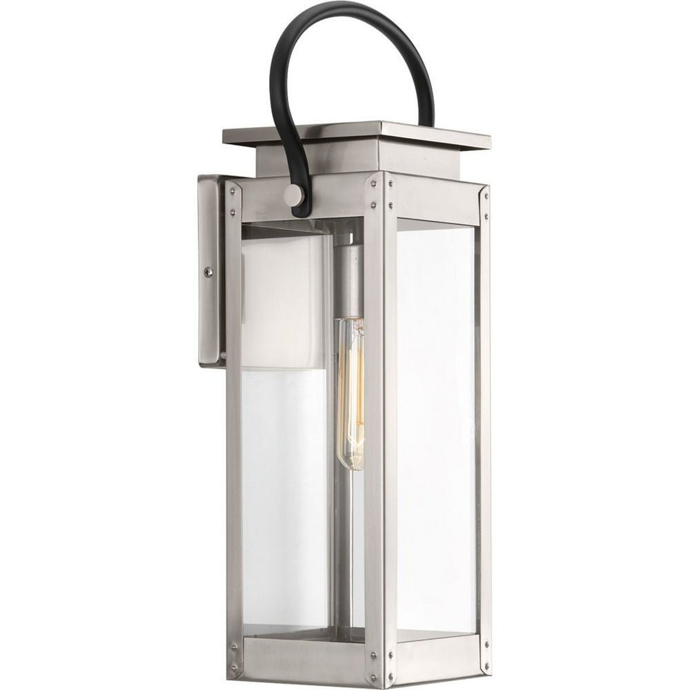 Union Square Stainless Steel Lantern Sconce with Clear Glass