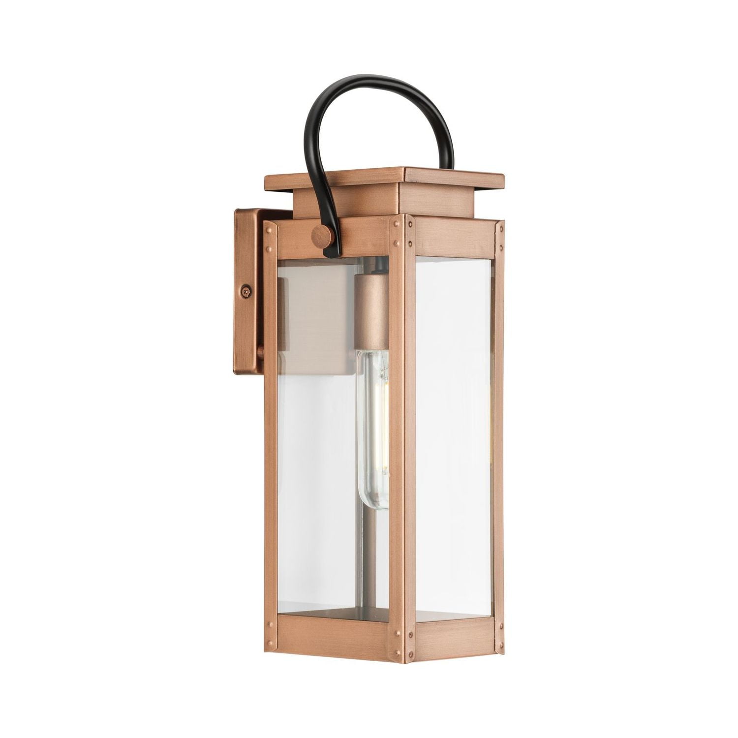 Antique Copper Direct Wired Electric Wall Sconce with Clear Glass