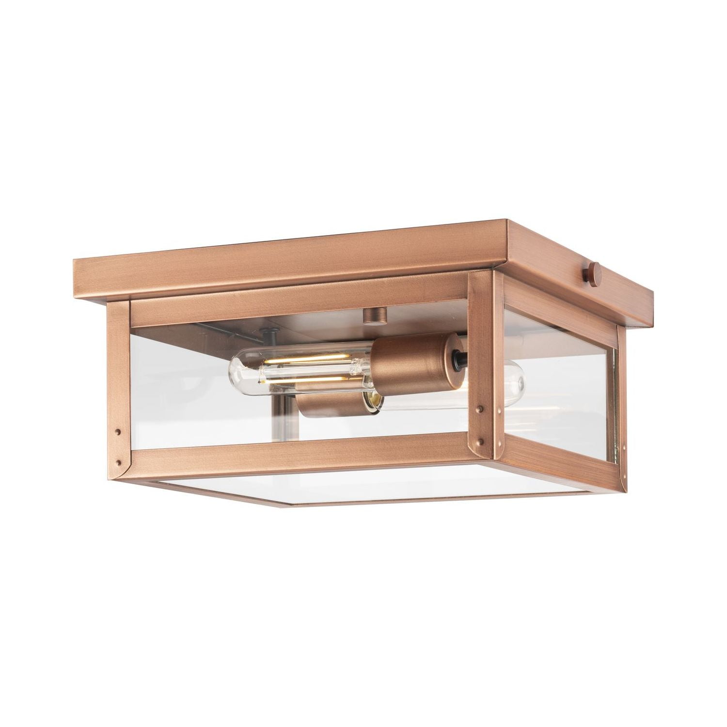 Union Square Antique Copper Glass Outdoor Ceiling Light