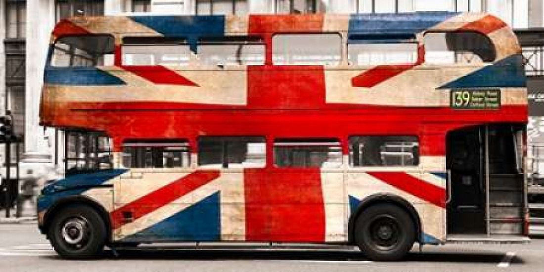 Union jack double-decker bus London Canvas Art - Pangea Images (10 x 20)