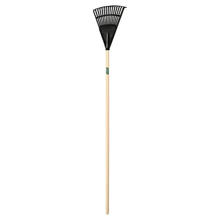 8 in Polypropylene Shrub Rake, 15 Tines, 43 in L Wood Handle 64197GR