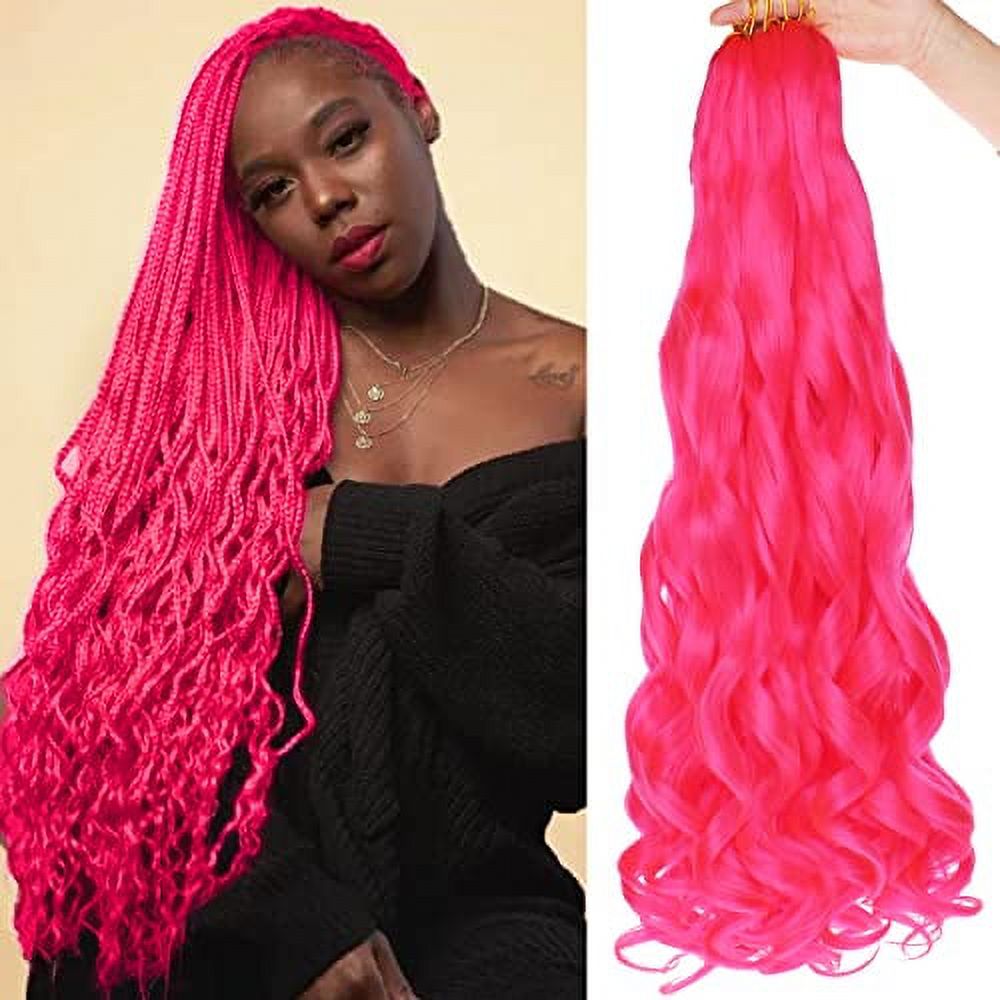 Unionbeauty Hot Pink French Curly Braiding Hair 22 Inch Pre Stretched Bouncy Braiding Hair with