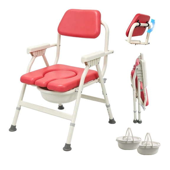 Unioncare Foldable Bedside Commode Chair, 350 lbs Heavy Duty Steel Adjustable Toilet for Seniors Adults