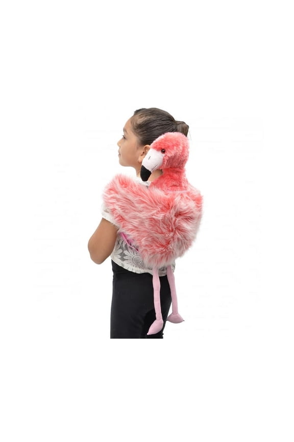 22" Hugging Soft Pink Flamingo Plush Backpack With Zipper Compartment
