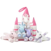 Unipak Plush Castle with Five Stuffed Animal Unicorns, Pink and White