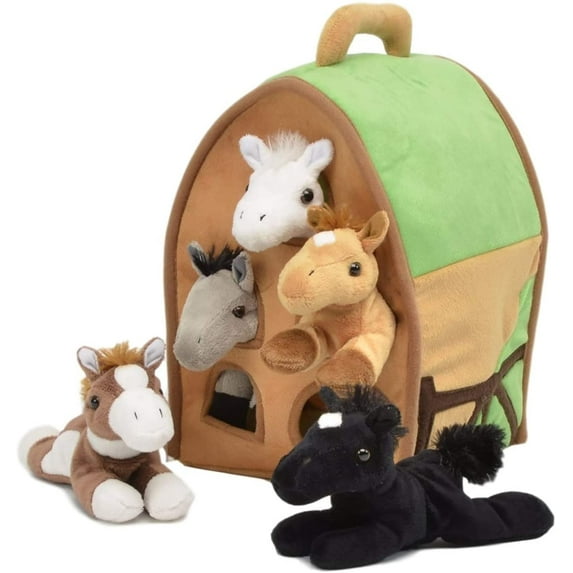 Unipak Plush Farm House Carrying Case with 5 Horses