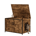 thumbnail image 1 of Unipaws Cat Litter Box Enclosure with Top Opening, Cat Washroom Storage Bench for Large Cat, High Jumbo Litter Box, Rustic, 1 of 7