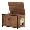 thumbnail image 1 of Unipaws Cat Litter Box Enclosure with Top Opening, Cat Washroom Storage Bench for Large Cat, High Jumbo Litter Box, Walnut, 1 of 7