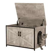 Unipaws Litter Box Enclosure - Top Opening Cat Litter Box Cabinet, Large Size Fits XL Automatic Boxes, Pressed Wood & Metal Frame, Hide Odor & Waste - for Home Use